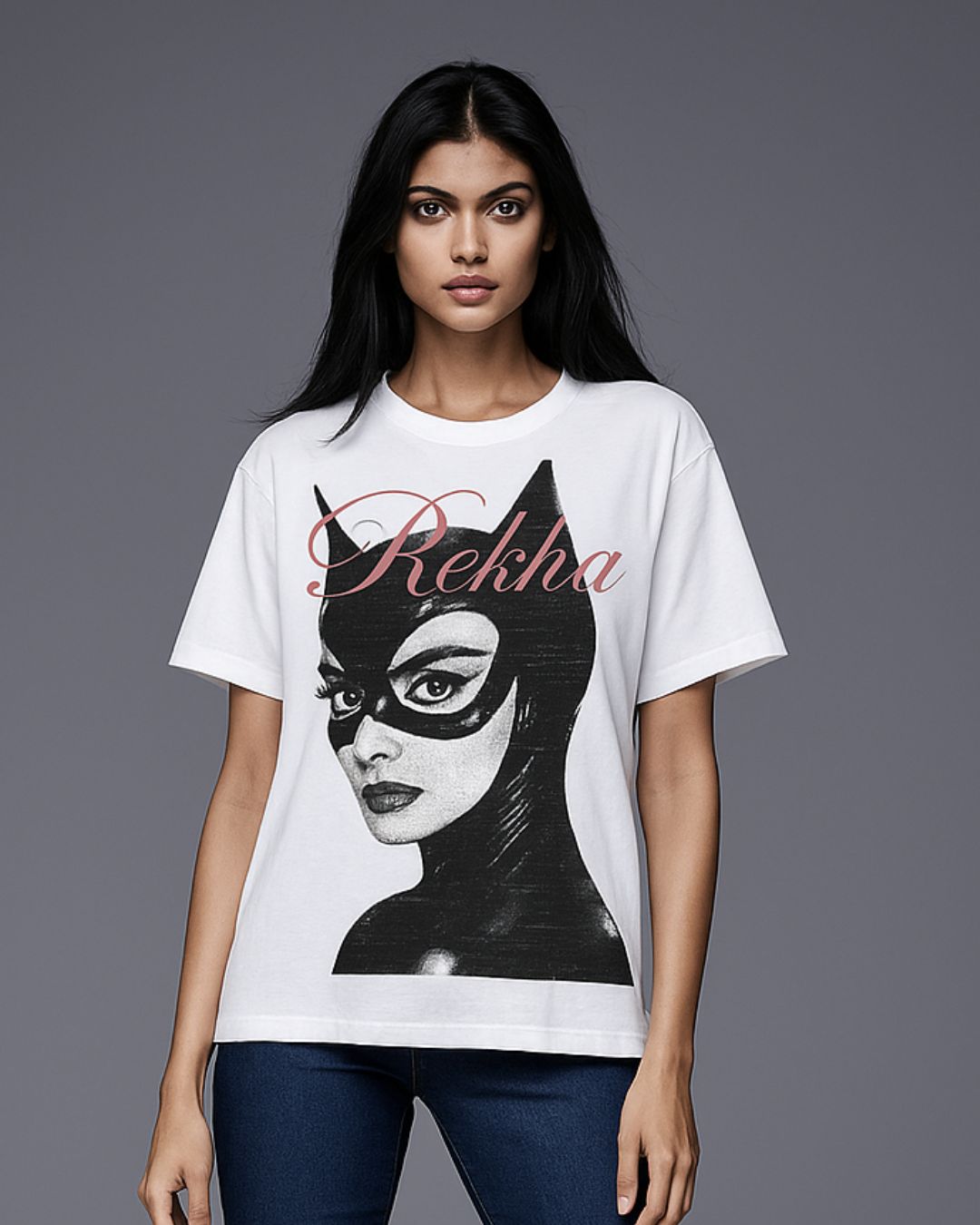 CAT REKHA UNISEX EXCLUSIVE OVERSIZED TEE - WHITE