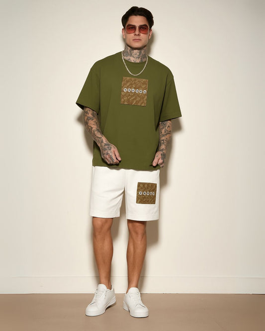 COACH TEE WITH SHORTS CORDSET (OLIVE AND WHITE ) (*)