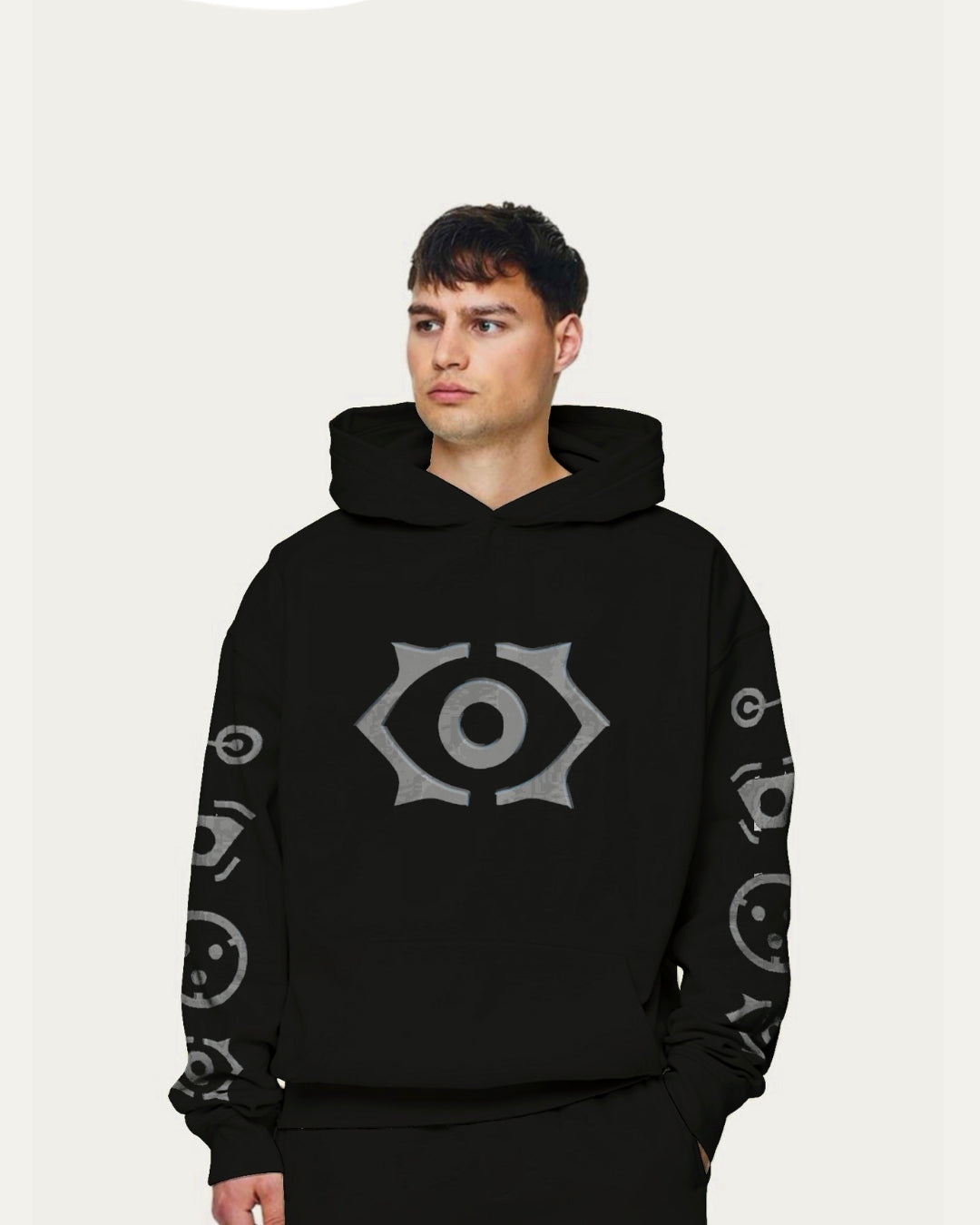 Unisex Black Oversized Hoodie - Gamer Robot