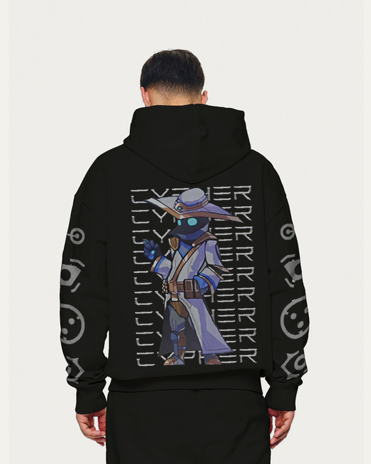 Unisex Black Oversized Hoodie - Gamer Robot