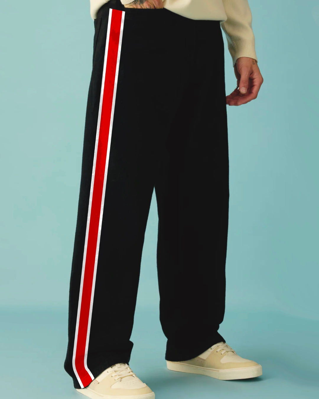 Men's Black Ultrasoft Cotton Pant - Red Line