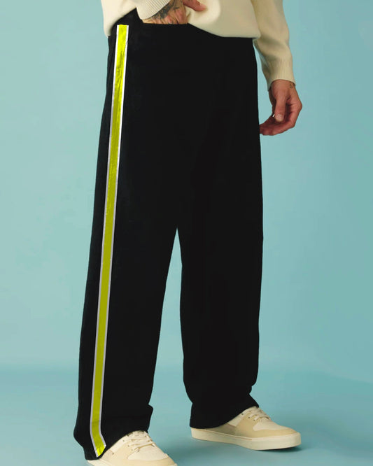 Men's Black Ultrasoft Cotton Pant - Green Line