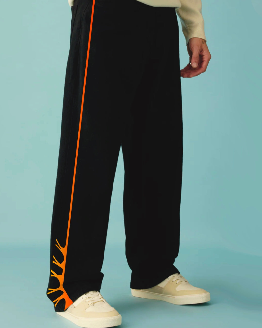 Men's Black Ultrasoft Cotton Pant - Orange Roots