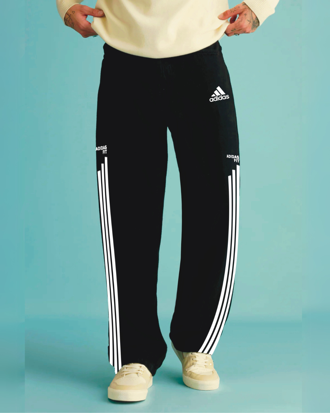 Men's Black Cotton Pant - Addidas Edition