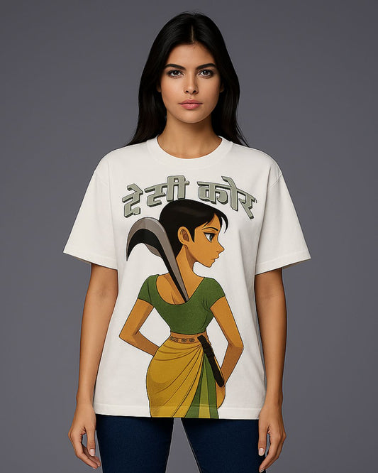 DESI CORE UNISEX EXCLUSIVE OVERSIZED TEE - WHITE