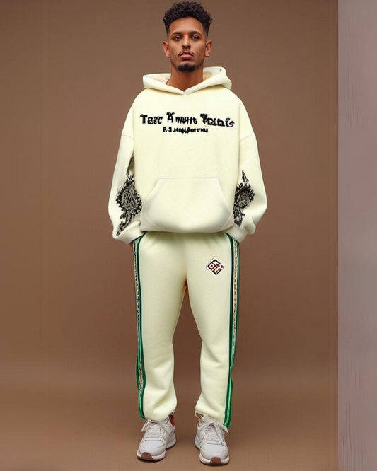 Men's Far From Race Oversized Hoodie Co-ord Set - White and White