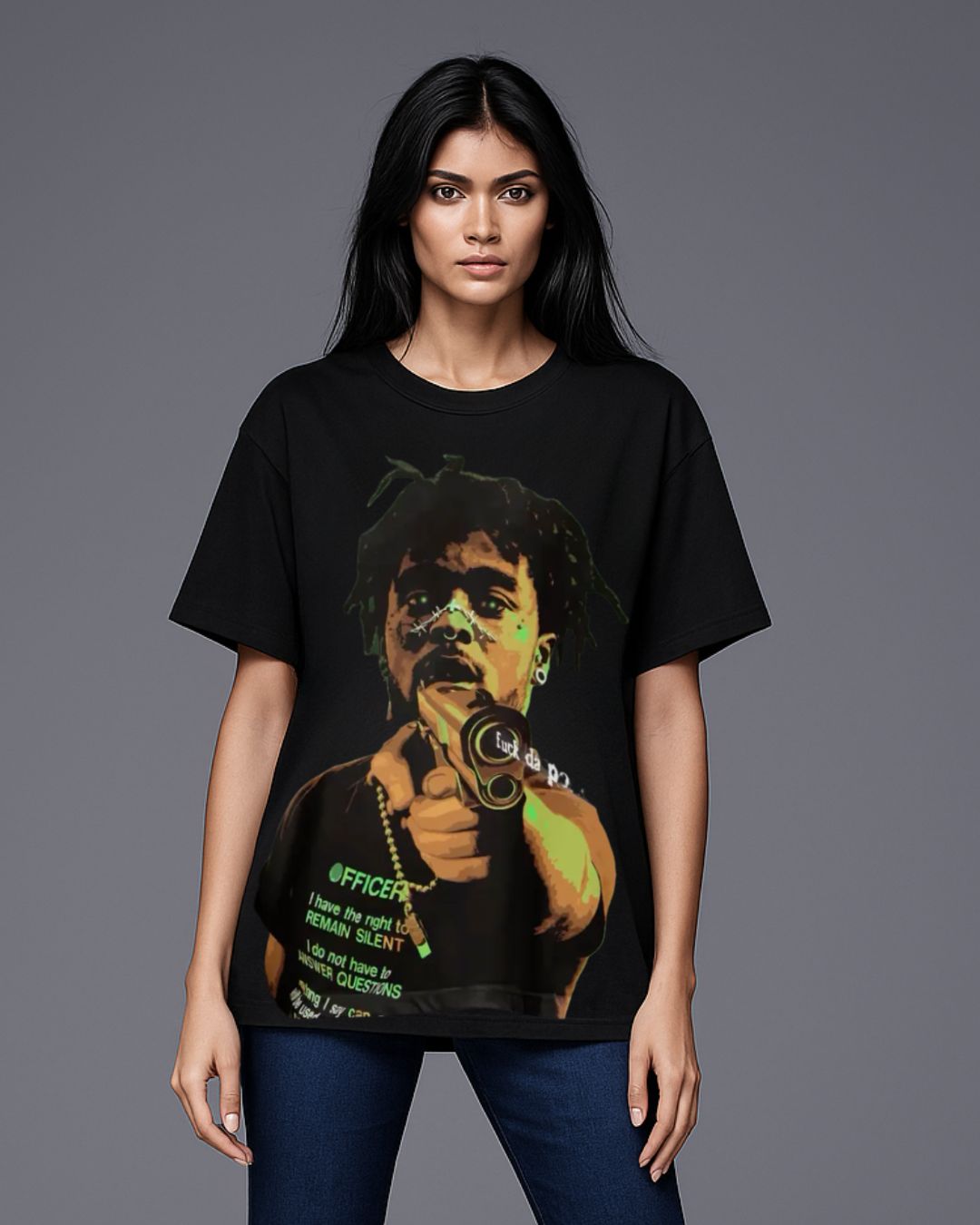 FUCK DA POLICE UNISEX EXCLUSIVE OVERSIZED TEE - BLACK