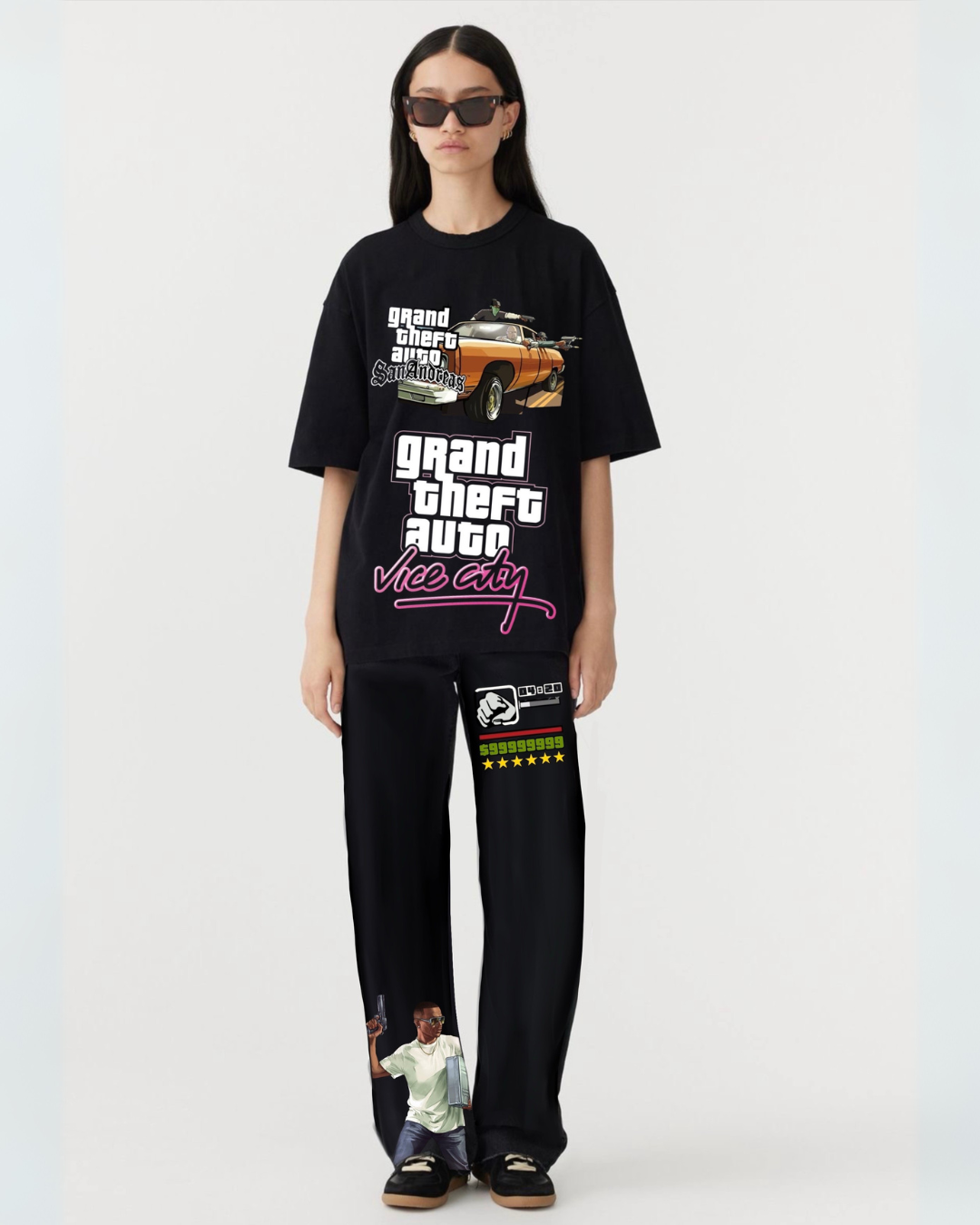 WOMEN'S GTA VICE CITY CORDSET BLACK AND BLACK