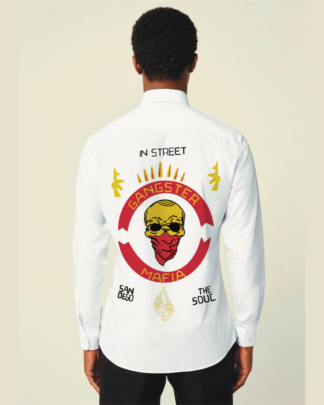 GANGSTER MAFIA FULL SLEEVE WHITE SHIRT(*)