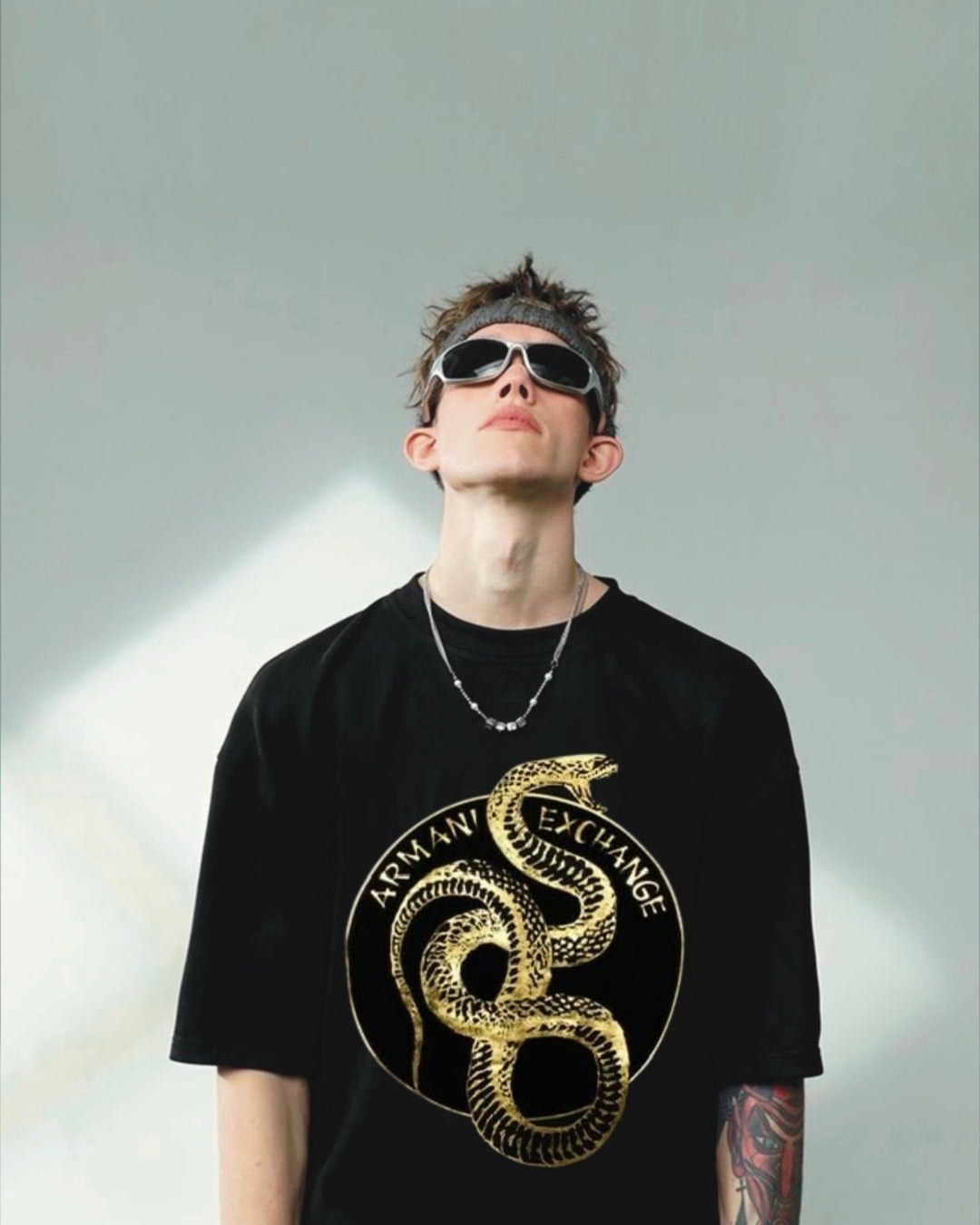 A/X Golden Snake Unisex Exclusive Oversized Tee - Black