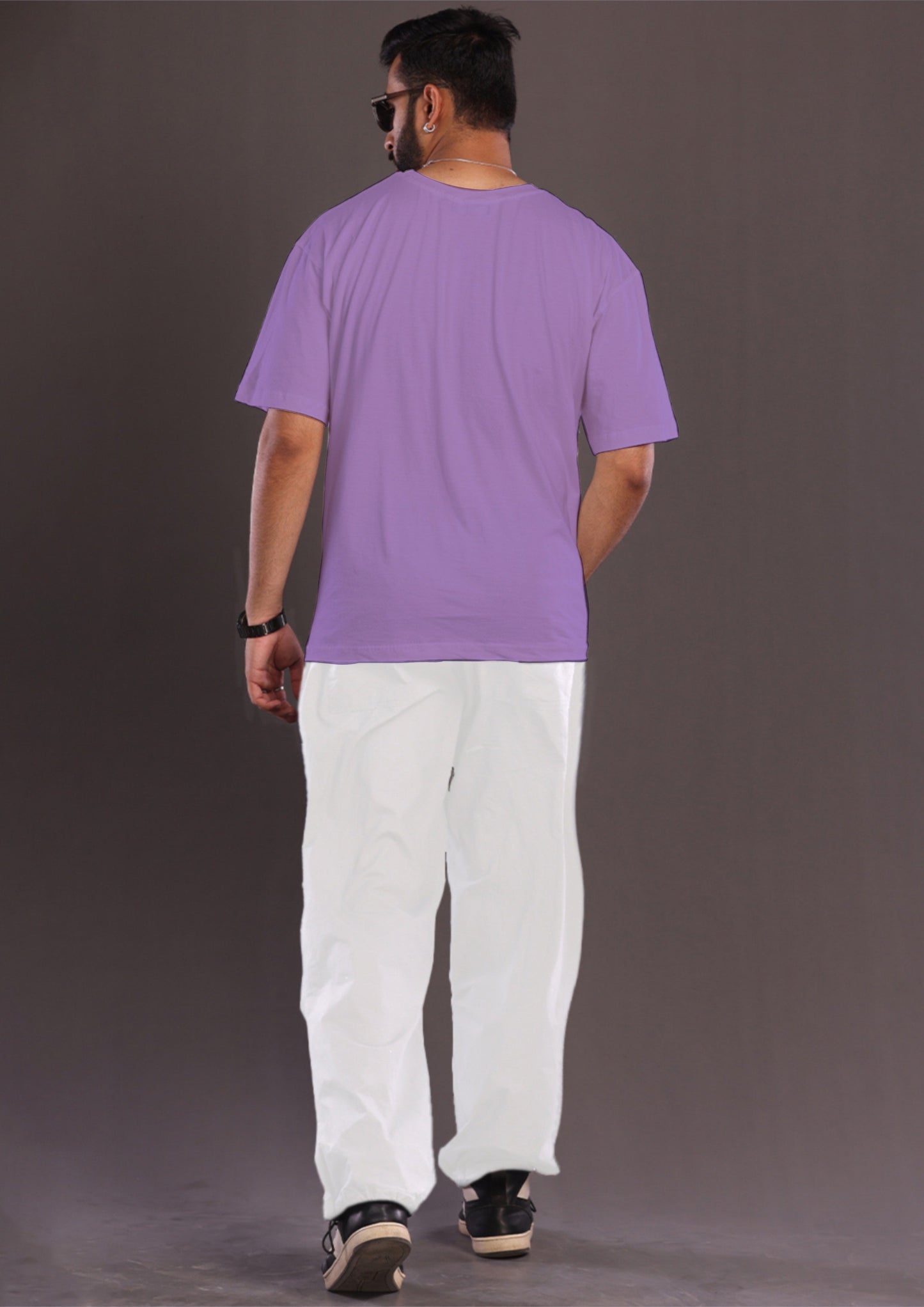 Men's King Fisher Oversized Co-Ord Set - Purple and White