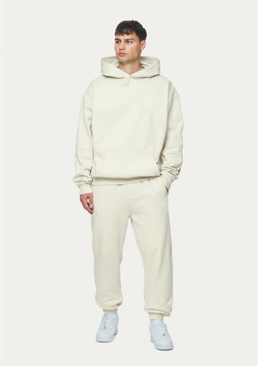 Men's Solid Hoodie Oversized Co-ord Set - White and White