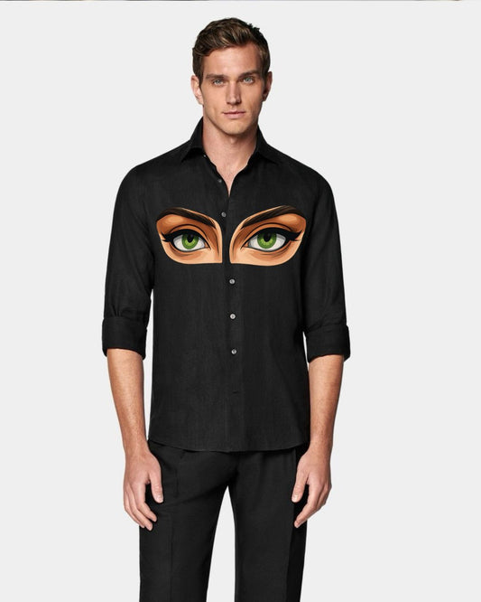 MEN'S ALL EYES ON ME FULL SLEEVE BLACK SHIRT