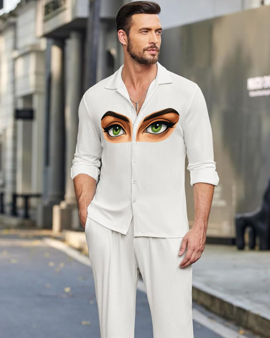 MEN'S ALL EYES ON ME FULL SLEEVE WHITE SHIRT