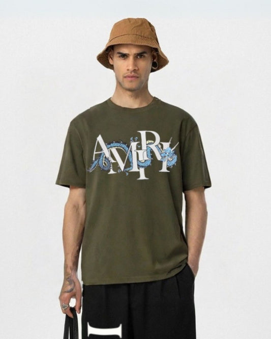 MEN'S  AMIRI DRAGON OVERSIZED TSHIRT (OLIVE)