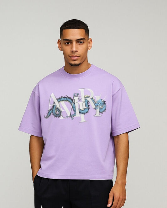 MEN'S  AMIRI DRAGON OVERSIZED TSHIRT (PURPLE )