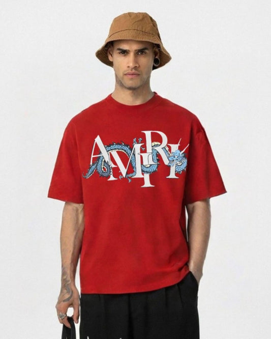 MEN'S  AMIRI DRAGON OVERSIZED TSHIRT (RED)