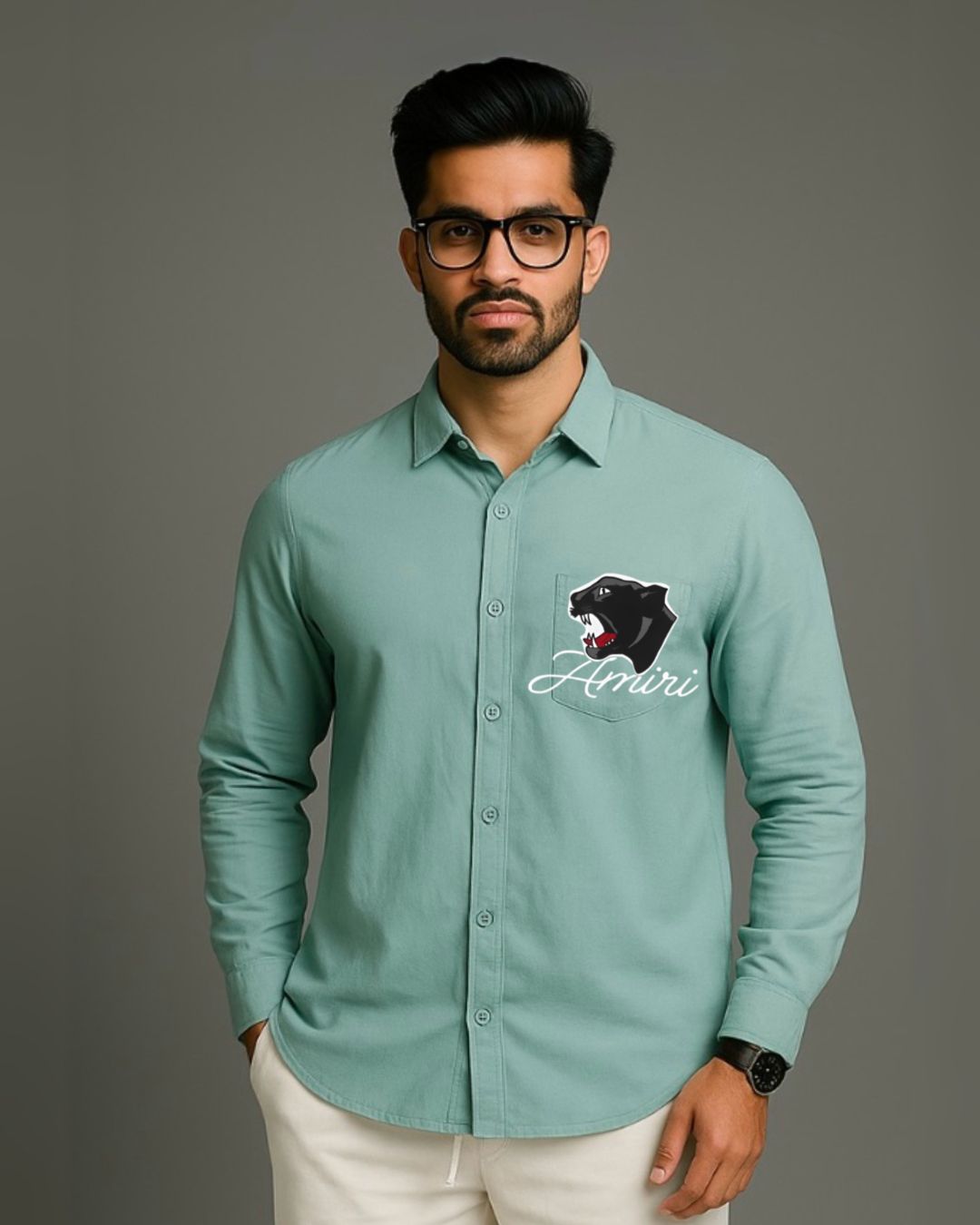 MEN'S AMIRI ROAR FULL SLEEVE GREEN SHIRT(*)
