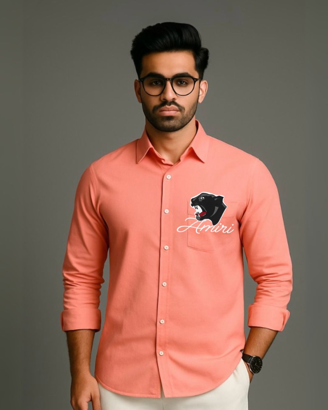 MEN'S AMIRI ROAR FULL SLEEVE PEACH SHIRT(*)