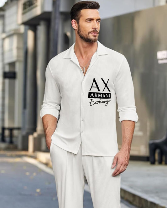 MEN'S AX EXCHANGE FULL SLEEVE WHITE SHIRT