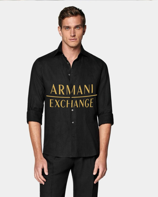 MEN'S BOLD ARMANI FULL SLEEVE  BLACK SHIRT