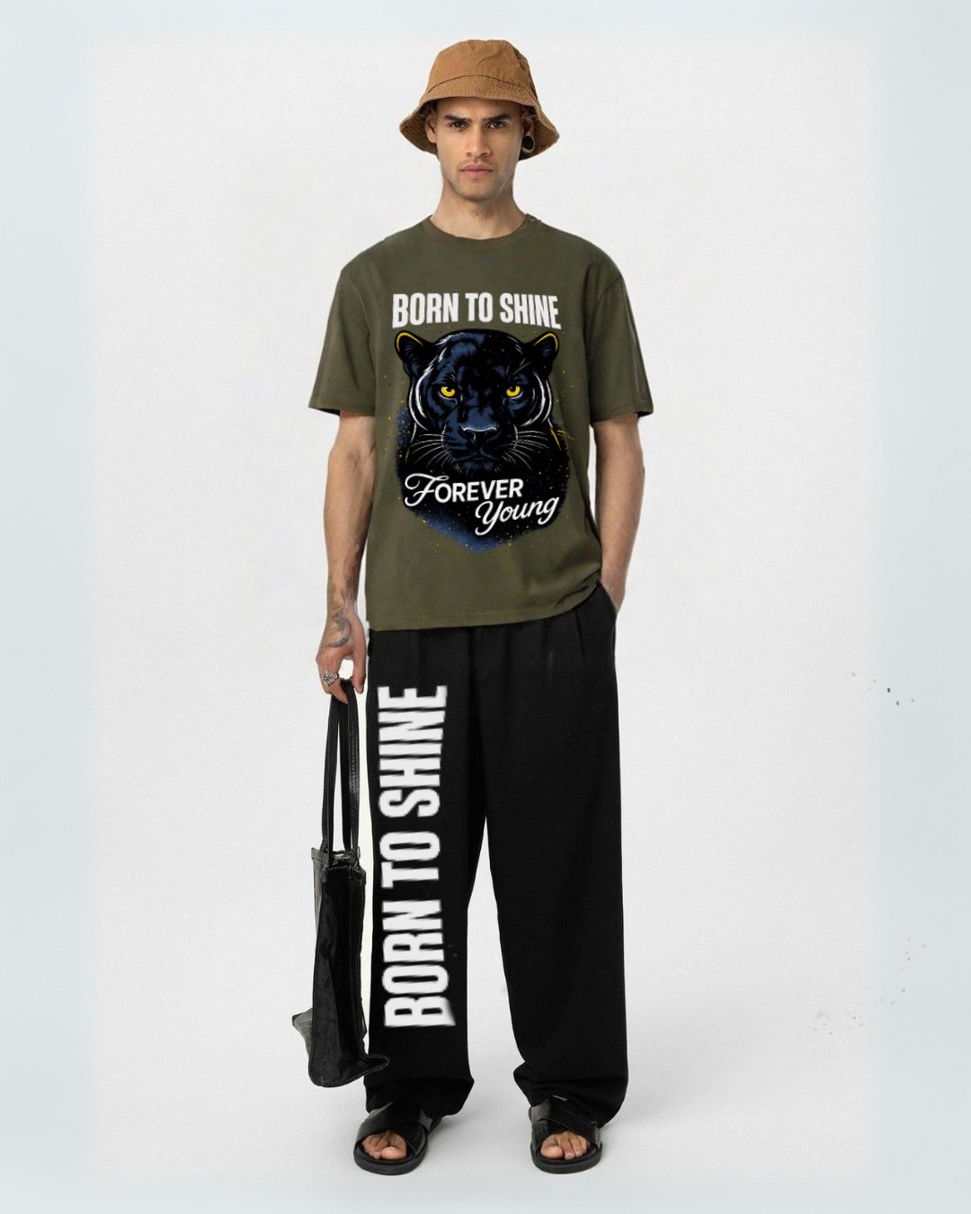 MEN'S BORN TO SHINE CORDS (OLIVE AND BLACK)