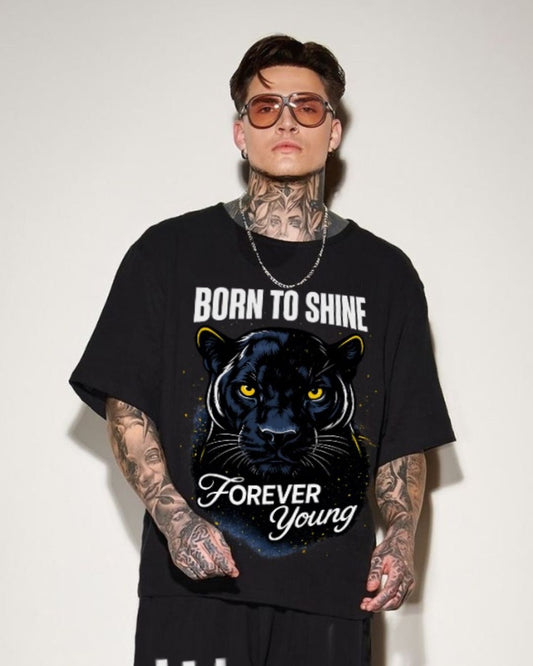 MEN'S  BORN TO SHINE OVERSIZED TSHIRT (BLACK)