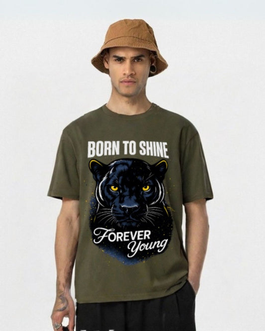 MEN'S BORN TO SHINE OVERSIZED TSHIRT (OLIVE )