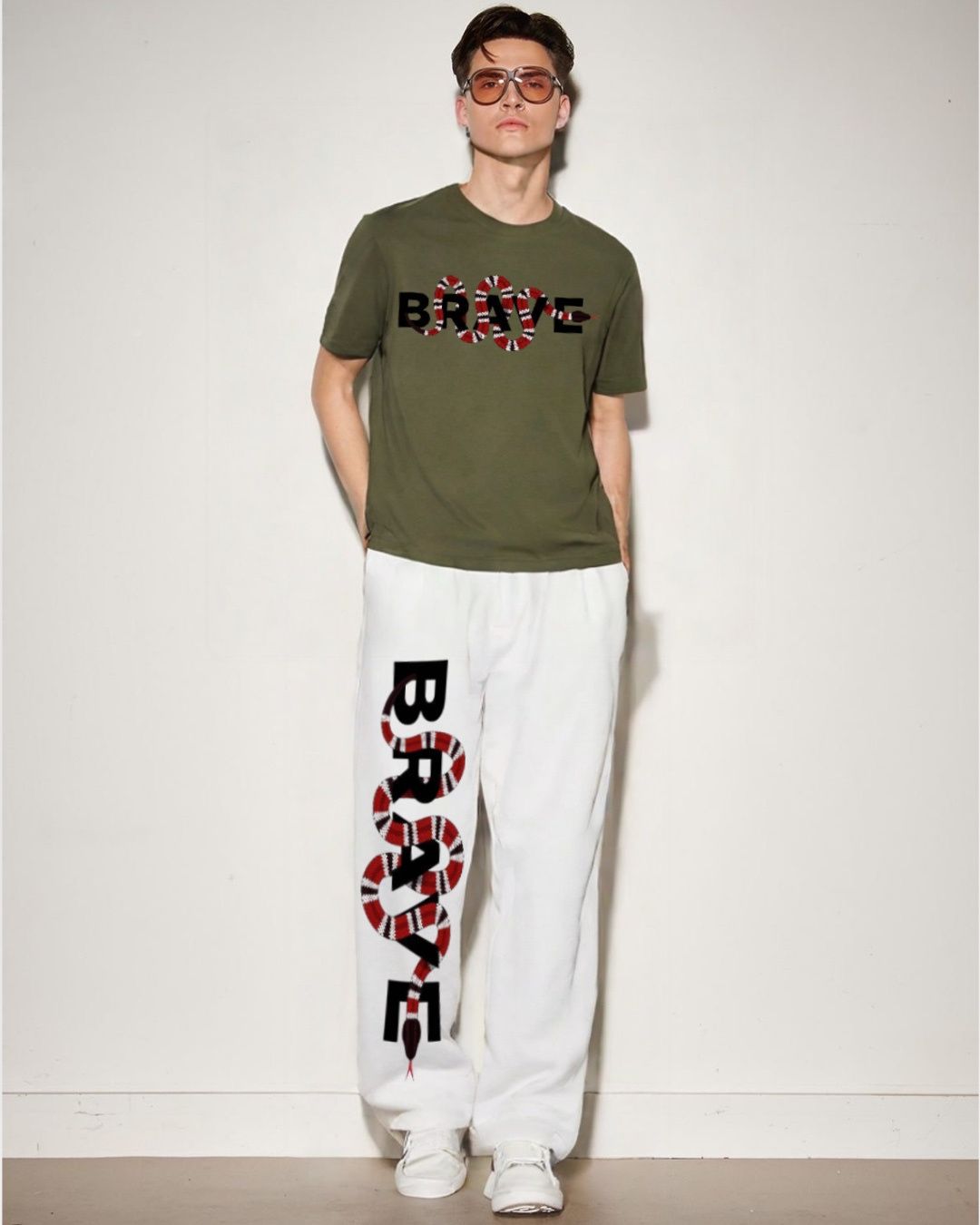 MEN'S BRAVE SNAKE CORDS (OLIVE AND WHITE)