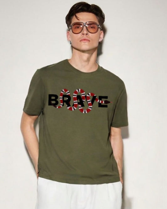 MEN'S BRAVE SNAKE OVERSIZED TSHIRT (OLIVE)