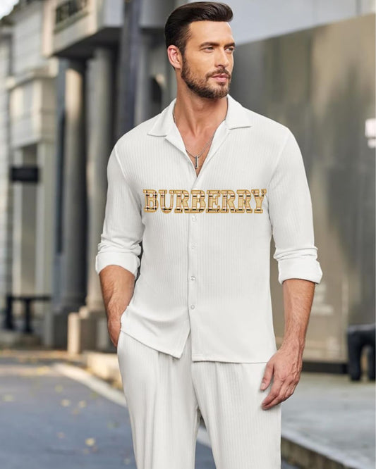 MEN'S BURBERRY PLAID FULL SLEEVE WHITE SHIRT