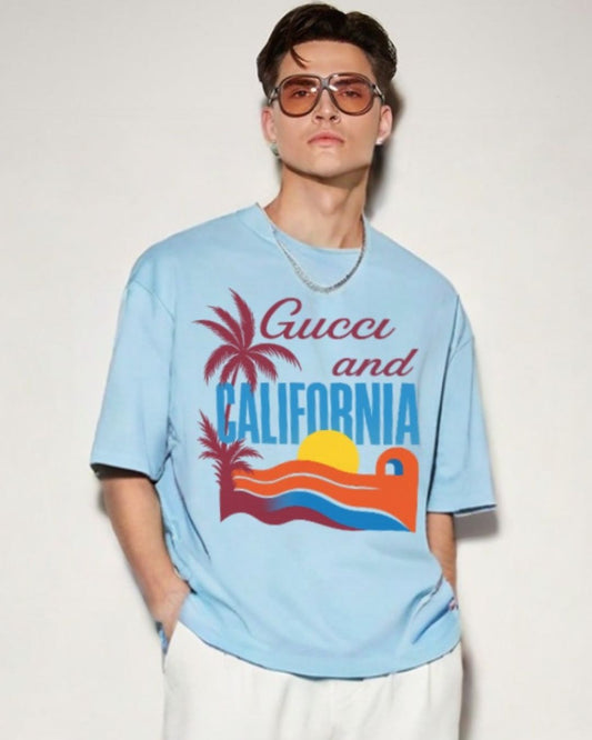 MEN'S CALIFORNIA GUCCI OVERSIZED TSHIRT (BLUE)