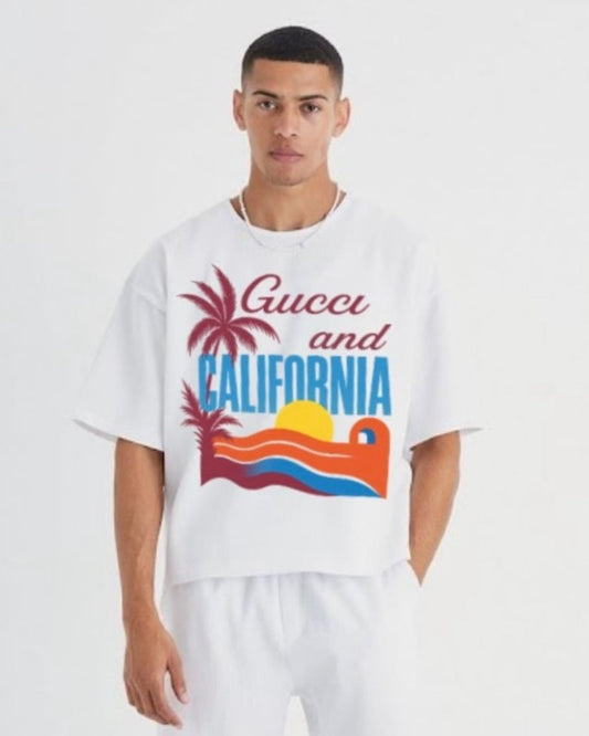 MEN'S CALIFORNIA GUCCI OVERSIZED TSHIRT (WHITE)