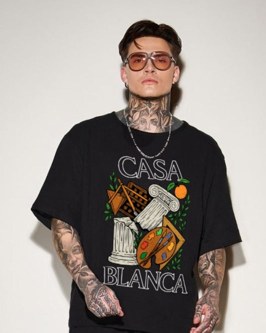 MEN'S  CASABLANCA OVERSIZED TSHIRT (BLACK)