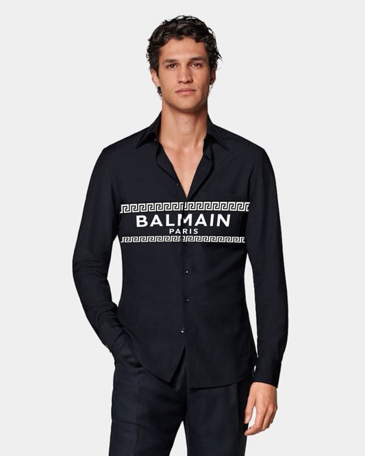 MEN'S CODED BALMAIN FULL SLEEVE  BLACK SHIRT