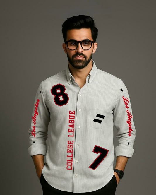 MEN'S COLLEGE LEAGUE  FULL SLEEVE  STRIPE SHIRT