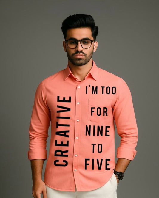 MEN'S CORPORATE FULL SLEEVE  PEACH SHIRT