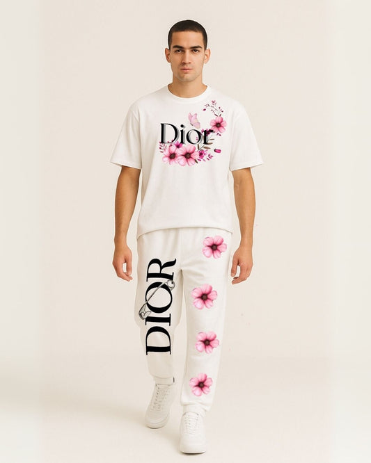 MEN'S DIOR FLOWER PIN  CORDS (WHITE AND WHITE)