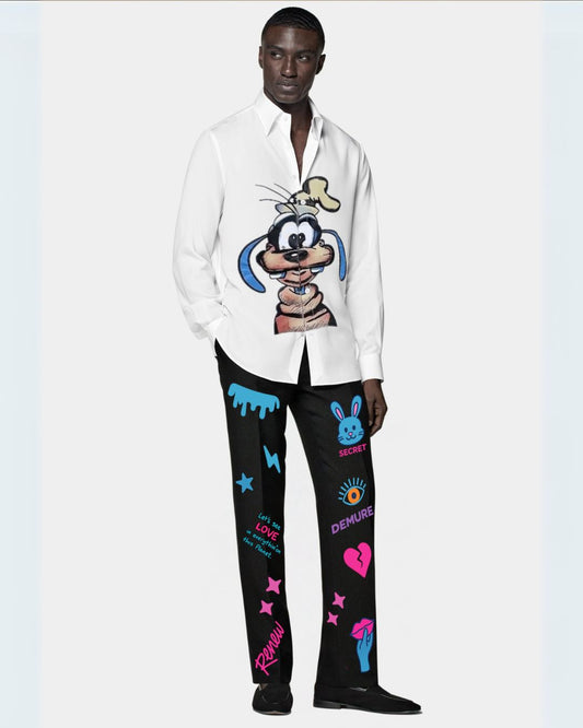 MEN'S DOODLE DOG CORDSET (WHITE AND BLACK)