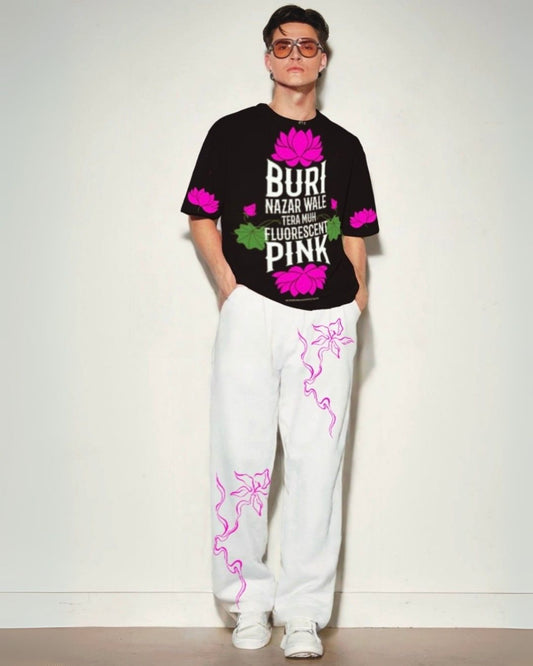 MEN'S FLUORESCENT PINK CORDS (BLACK AND WHITE)