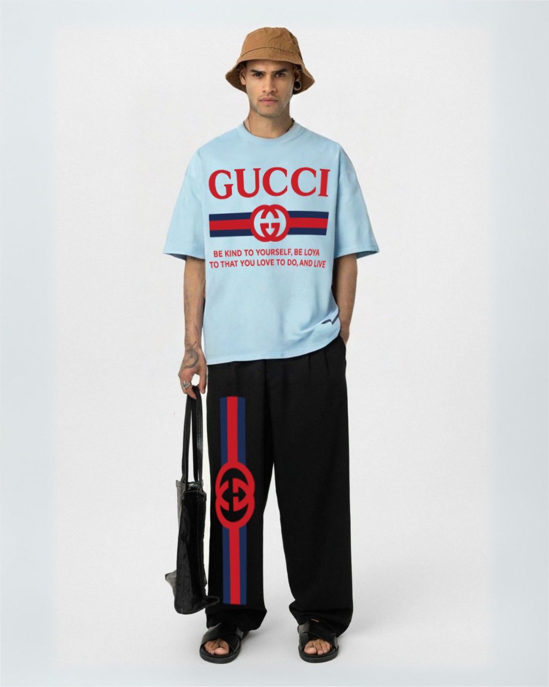 MEN'S  GUCCI FLAG CORDS (BLUE AND BLACK)