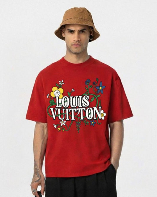 MEN'S  LV BLOSSOM OVERSIZED TSHIRT (RED )