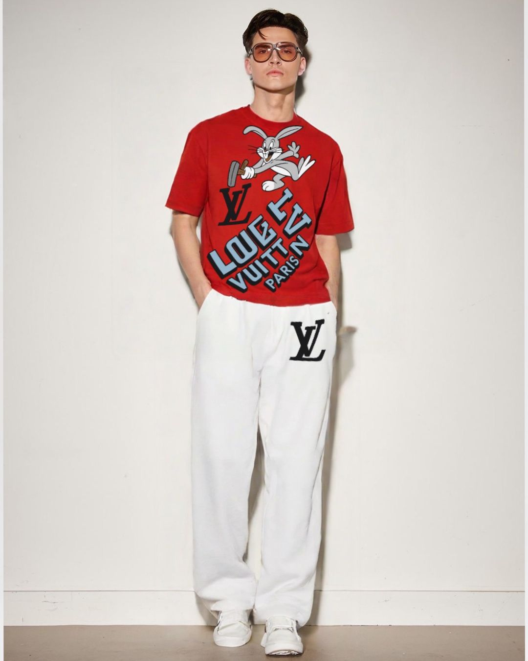 MEN'S LV BUNNY CORDS (RED AND WHITE)