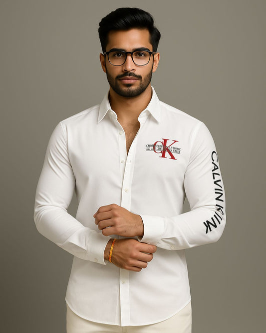MEN'S MIDNIGHT LUXE FULL SLEEVE WHITE SHIRT(*)