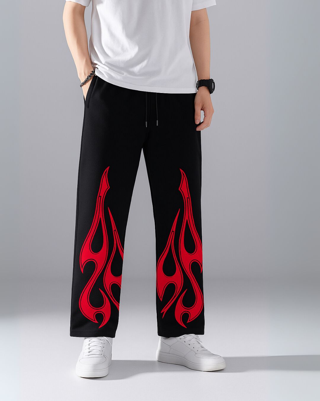 MEN'S RED BLAZE  BLACK COTTON PANTS