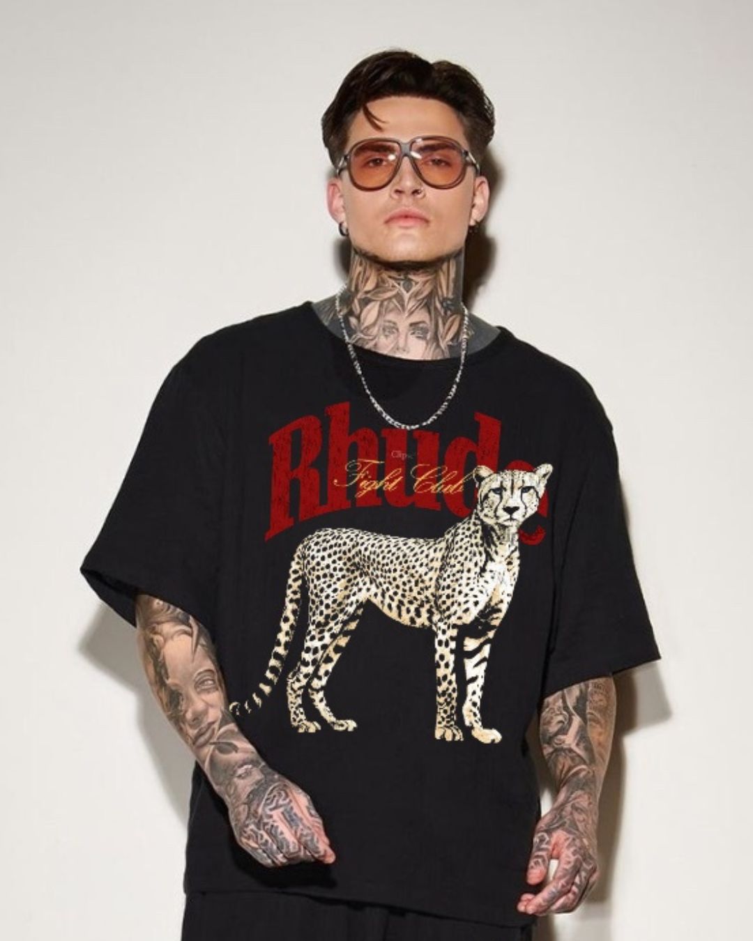 MEN'S  RHUDE LEO OVERSIZED TSHIRT (BLACK)