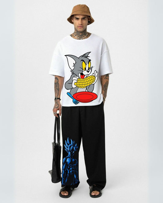 MEN'S STREET CARTOON CORDSET (WHITE AND BLACK)