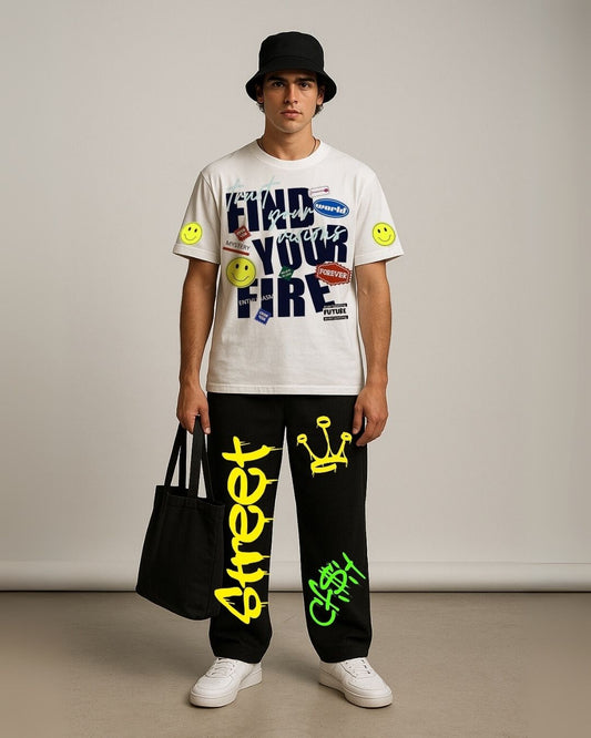 MEN'S STREET FIRE CORDS (WHITE AND BLACK)