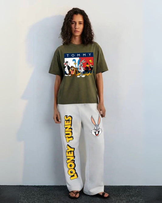 WOMEN'S TOMMY GANG CORDS (OLIVE AND WHITE)