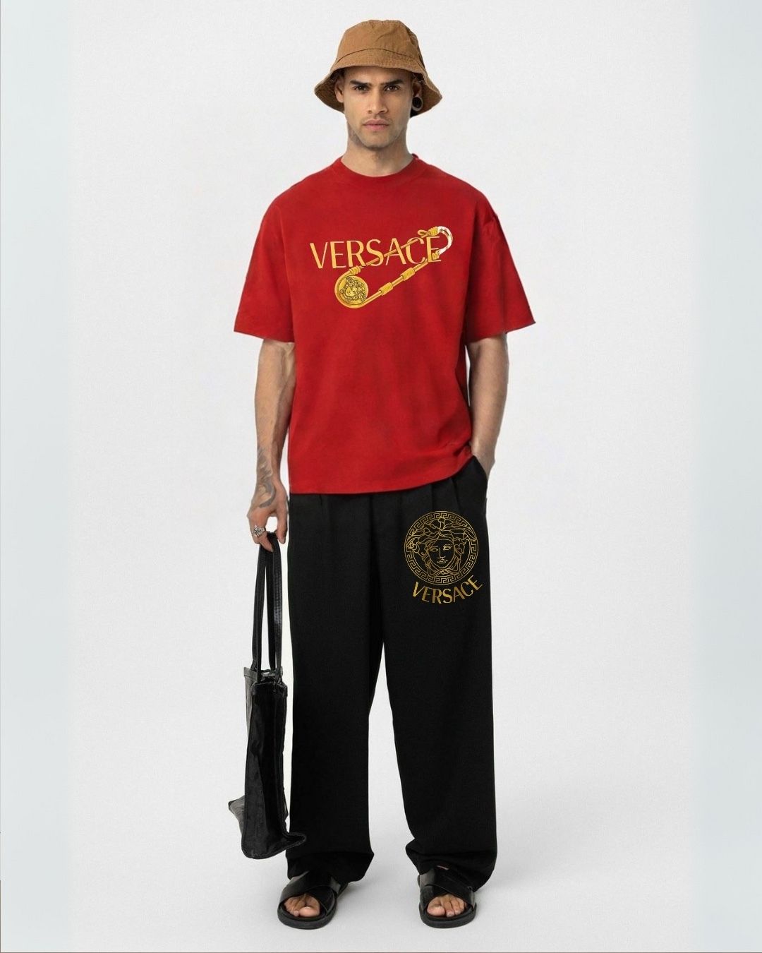 MEN'S VERSACE PIN CORDS (RED AND BLACK)